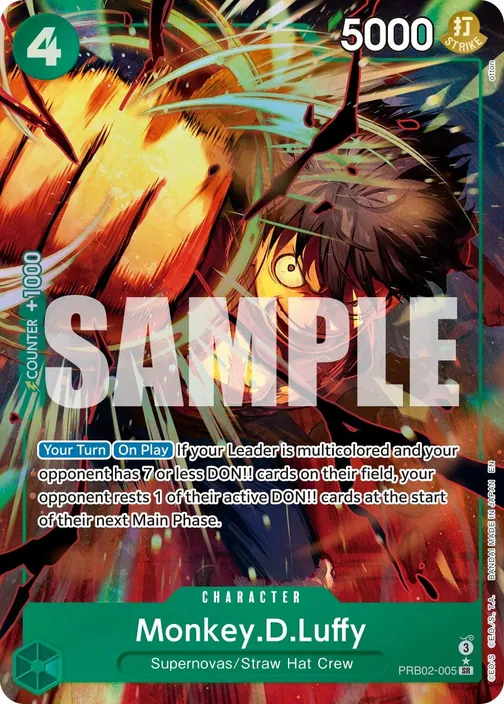 Carte One Piece anglaise PRB02-005 Monkey.D.Luffy (version 2)