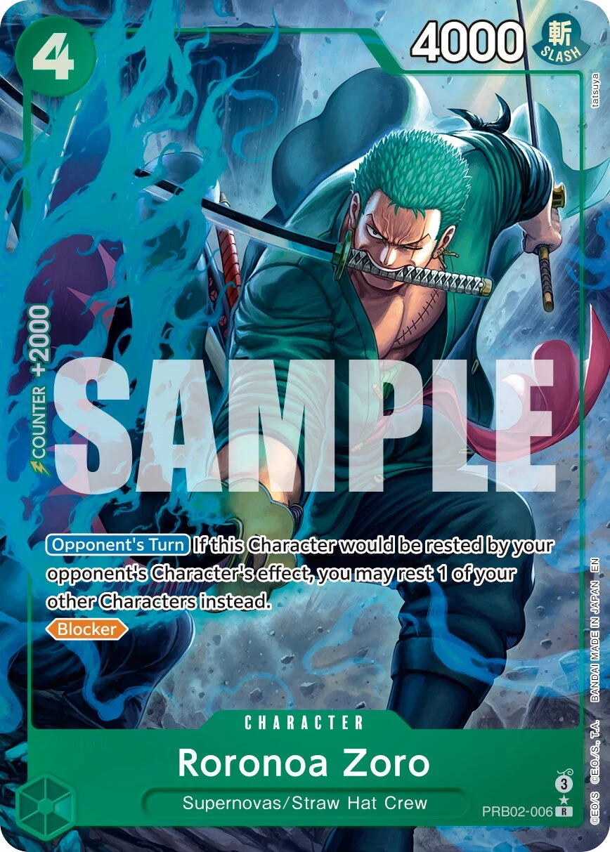 Carte One Piece anglaise Roronoa Zoro PRB02-006 R