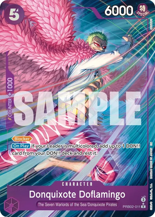 Carte One Piece anglaise PRB02-011 Donquixote Doflamingo (version 2)