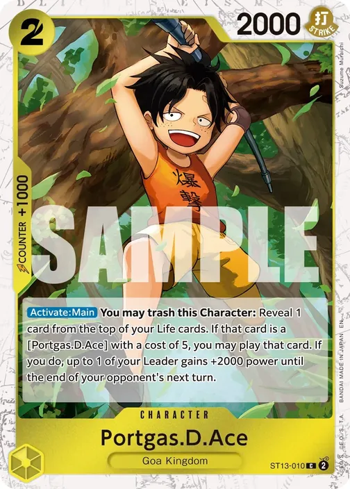Carte One Piece anglaise ST13-010 Portgas.D.Ace (version 2)