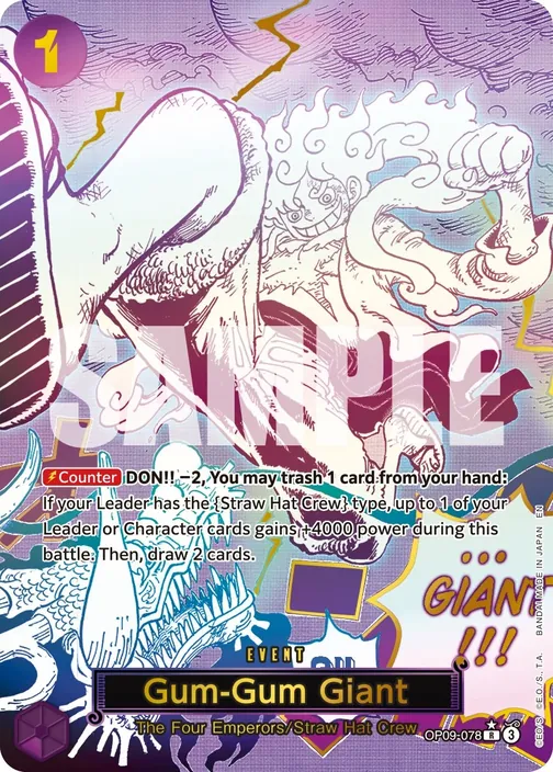 Carte One Piece anglaise OP09-078 Gum-Gum Giant (version 2)