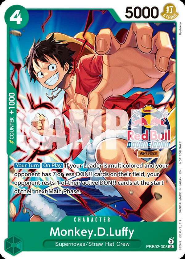 Carte One Piece anglaise Monkey.D.Luffy PRB02-005 SR