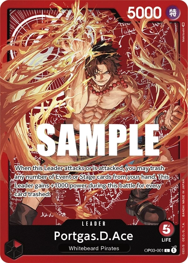 Carte One Piece anglaise Portgas.D.Ace OP03-001 L