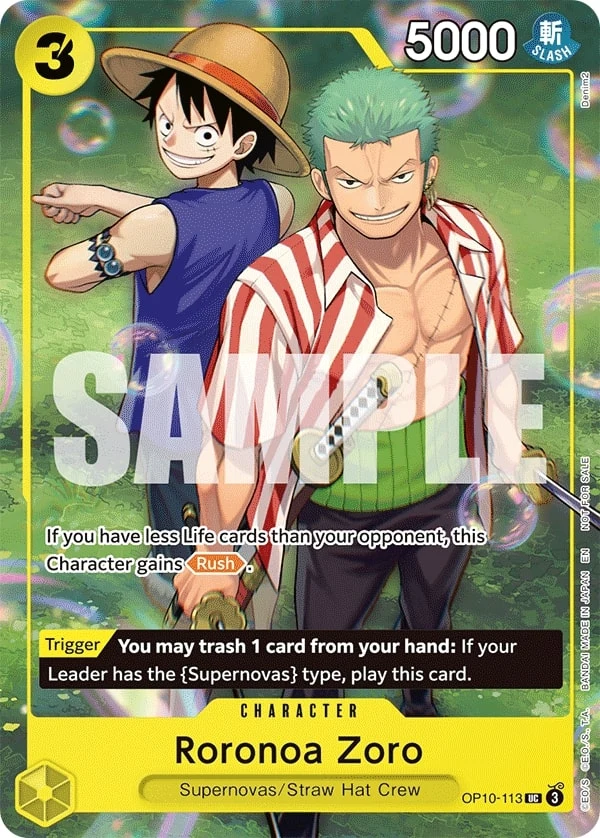 Carte One Piece anglaise Roronoa Zoro OP10-113 UC
