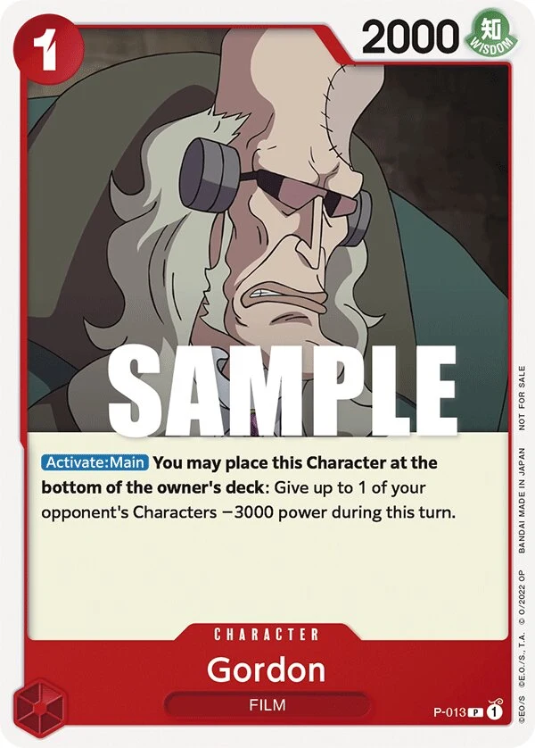 Carte One Piece anglaise Gordon P-013 P