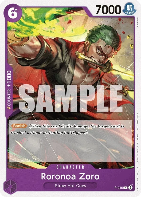 Carte One Piece anglaise Roronoa Zoro P-045 P