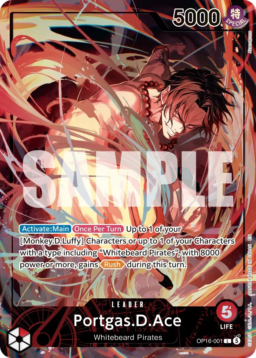 Carte One Piece anglaise Portgas.D.Ace OP16-001 L
