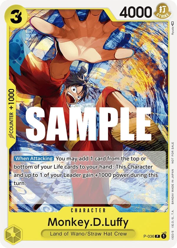 Carte One Piece anglaise Monkey.D.Luffy P-036 P