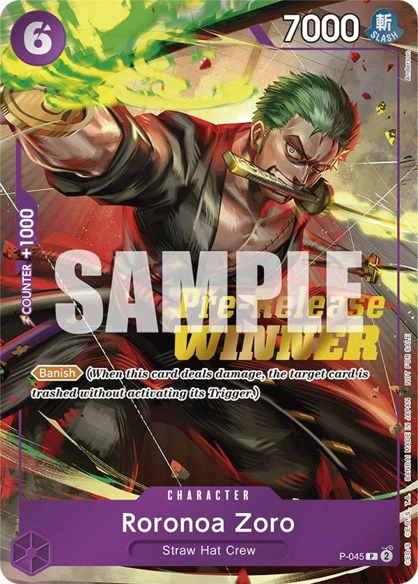 Carte One Piece anglaise Roronoa Zoro P-045 P