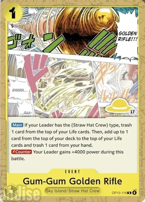 Carte One Piece anglaise OP15-116 Gum-Gum Golden Rifle