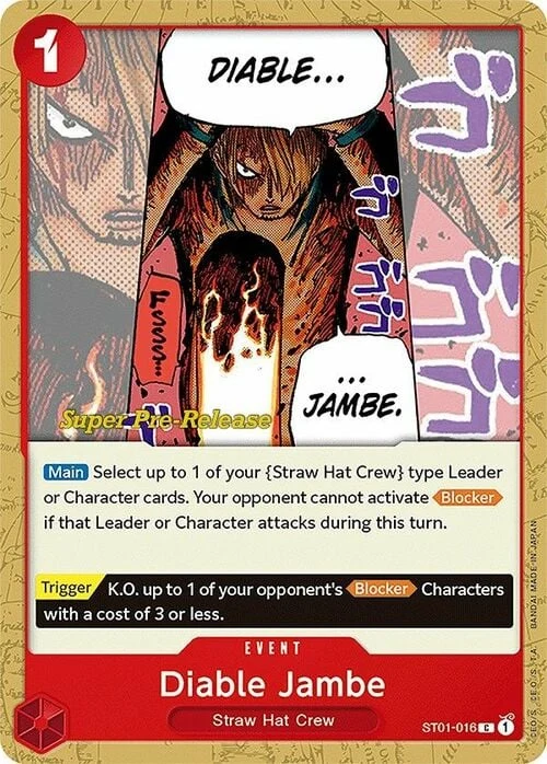 Carte One Piece anglaise ST01-016 Diable Jambe