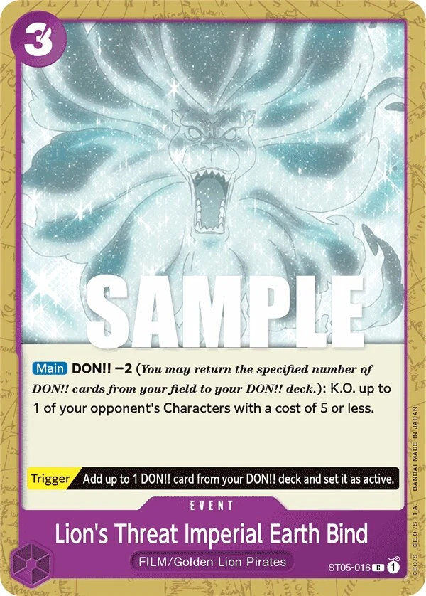 Carte One Piece anglaise Lion's Threat Imperial Earth Bind ST05-016 C