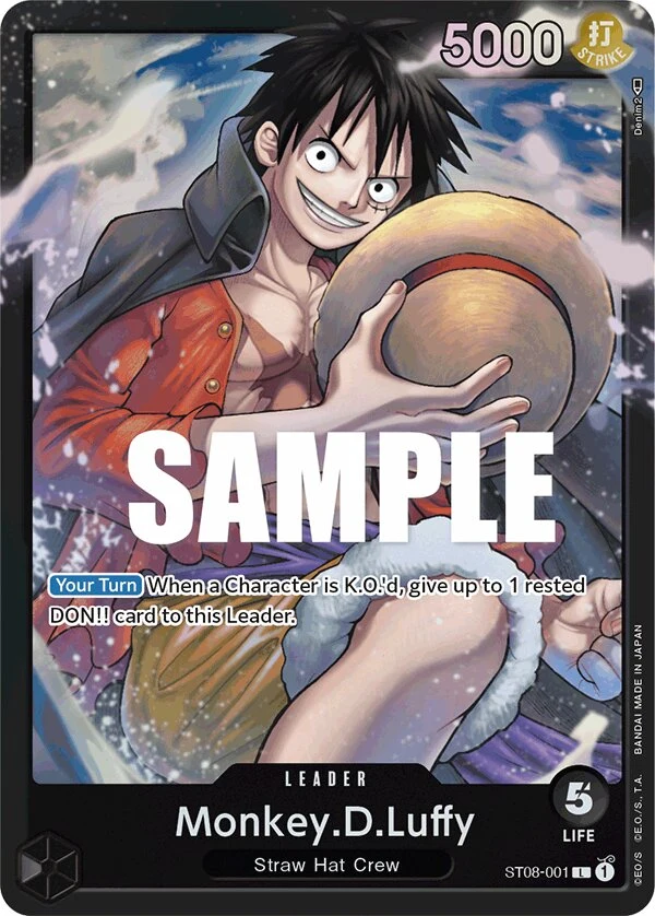 Carte One Piece anglaise Monkey.D.Luffy ST08-001 L