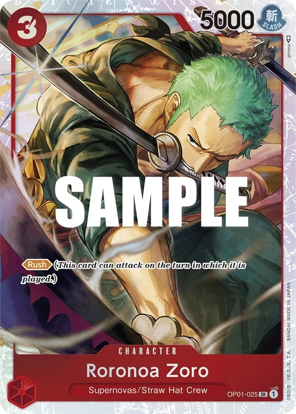 Carte One Piece anglaise Roronoa Zoro OP01-025 SR