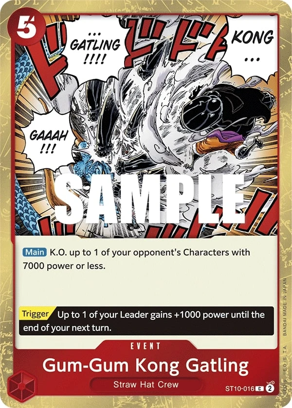 Carte One Piece anglaise Gum-Gum Kong Gatling ST10-016 C