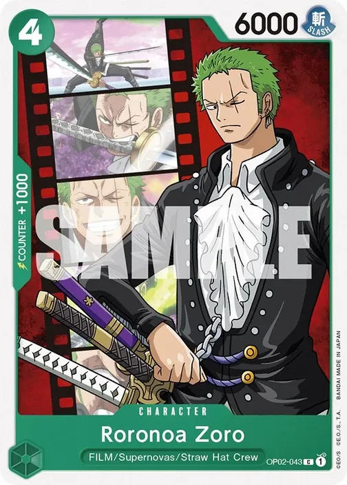 Carte One Piece anglaise OP02-043 Roronoa Zoro