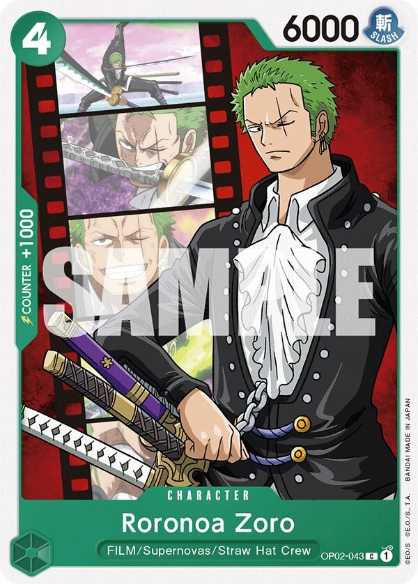 Carte One Piece anglaise Roronoa Zoro OP02-043 C