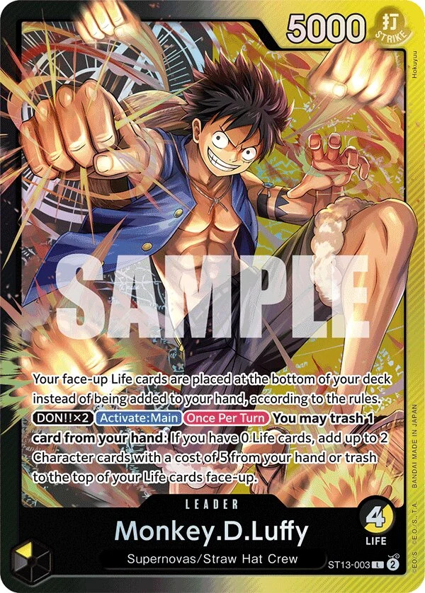 Carte One Piece anglaise Monkey.D.Luffy ST13-003 L