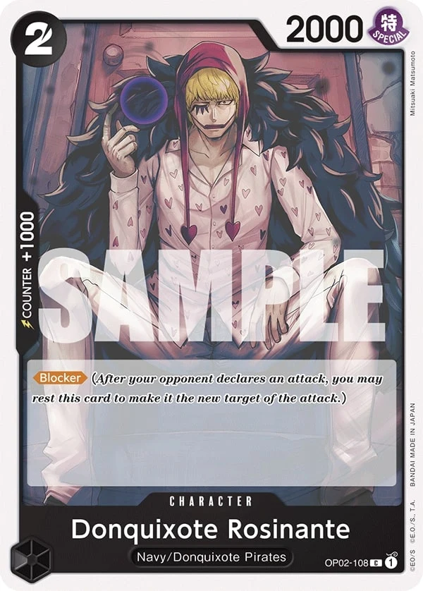 Carte One Piece anglaise Donquixote Rosinante OP02-108 C