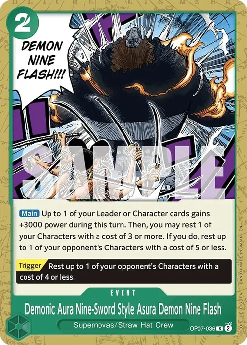 Carte One Piece anglaise OP07-036 Demonic Aura Nine-Sword Style Asura Demon Nine Flash (version 2)