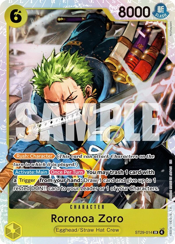 Carte One Piece anglaise Roronoa Zoro ST29-014 SR