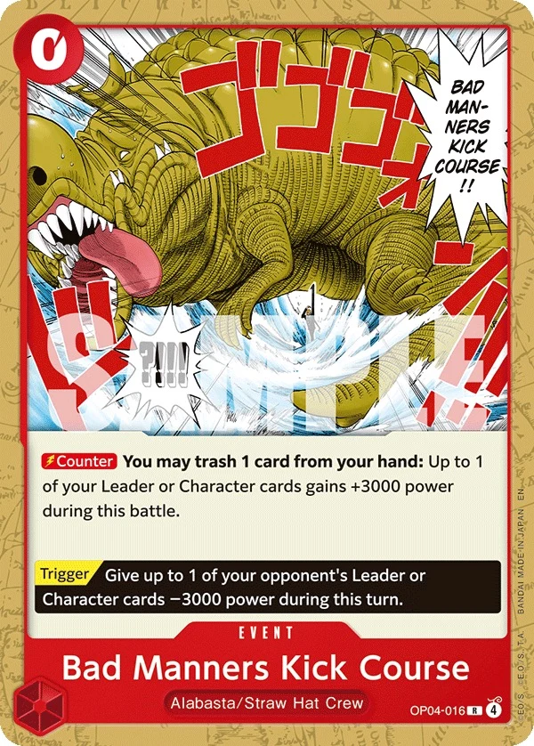 Carte One Piece anglaise Bad Manners Kick Course OP04-016 R