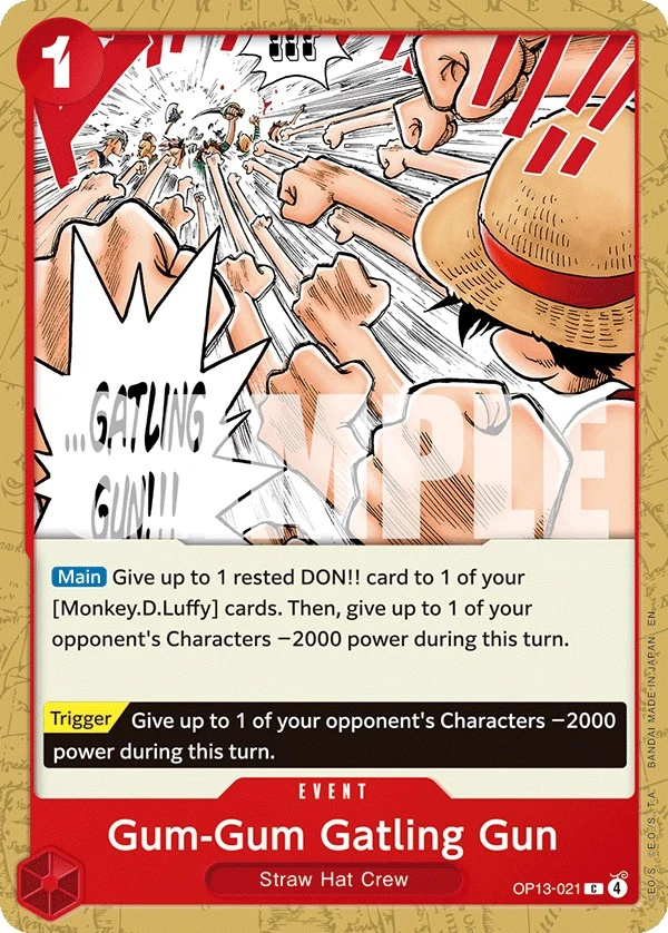 Carte One Piece anglaise Gum-Gum Gatling Gun OP13-021 C