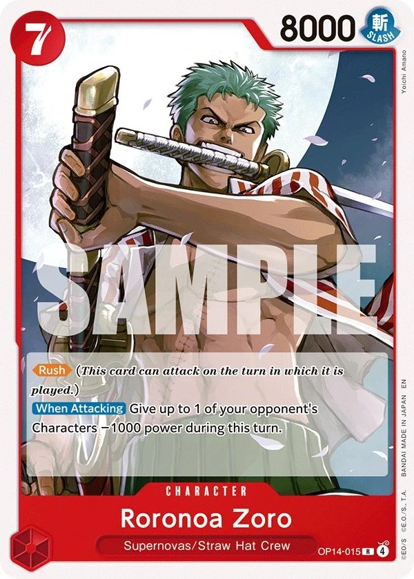 Carte One Piece anglaise Roronoa Zoro OP14-015 R