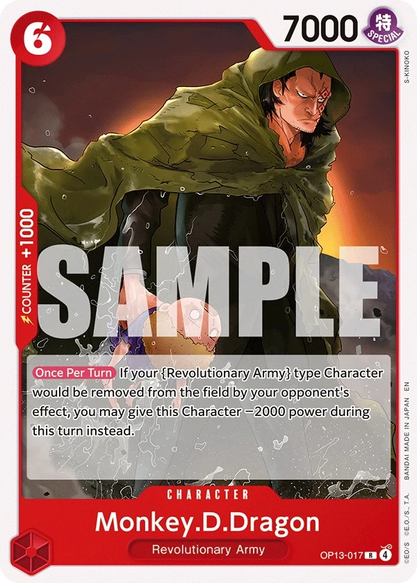 Carte One Piece anglaise Monkey.D.Dragon OP13-017 R