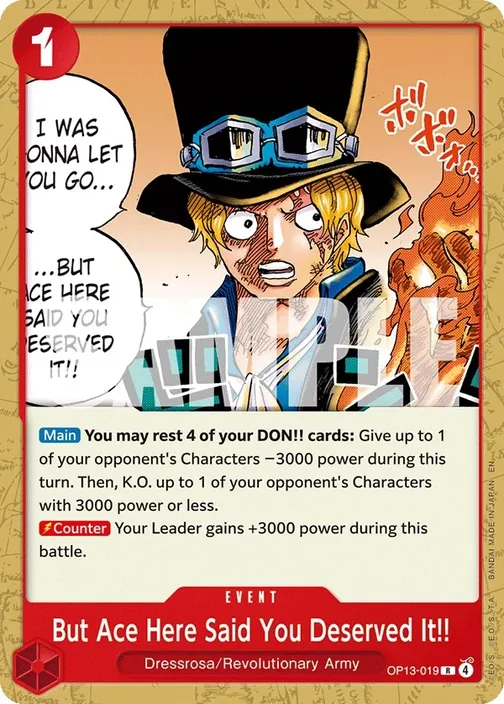 Carte One Piece anglaise OP13-019 But Ace Here Said You Deserved It!!