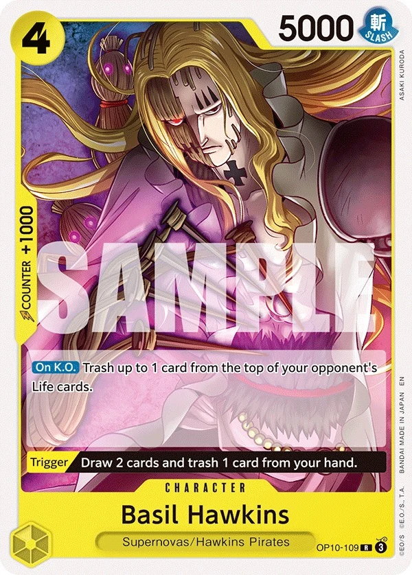 Carte One Piece anglaise Basil Hawkins OP10-109 R