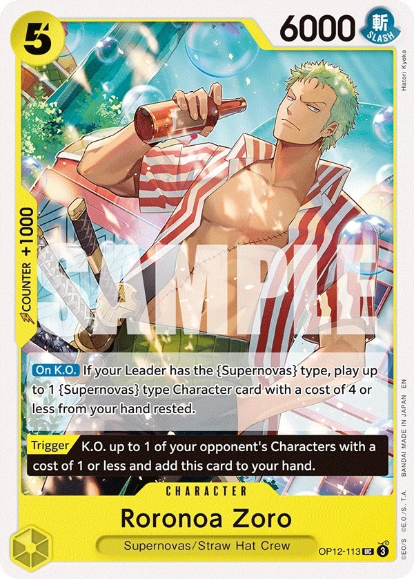 Carte One Piece anglaise Roronoa Zoro OP12-113 UC