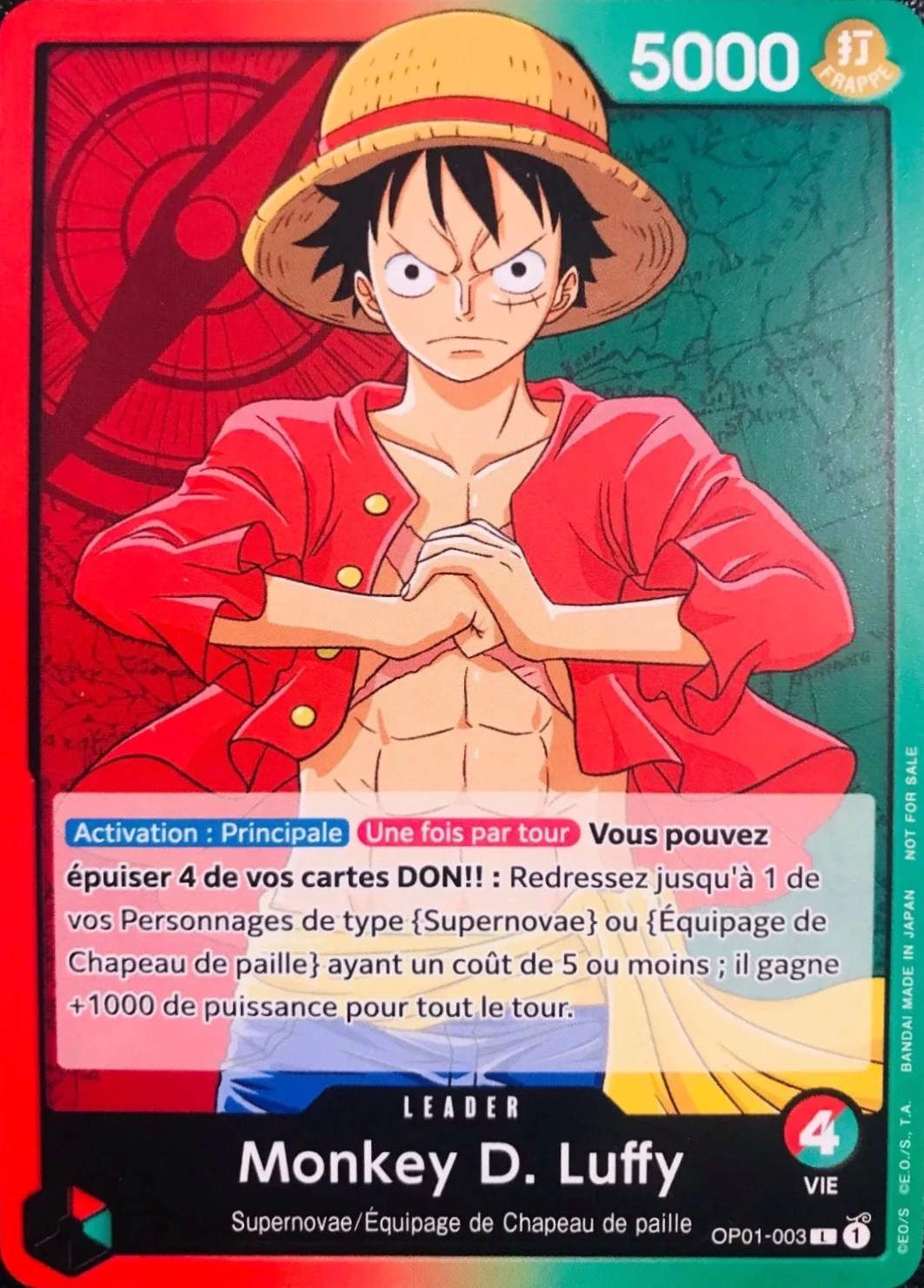 Carte One Piece française Monkey.D.Luffy OP01-003 L