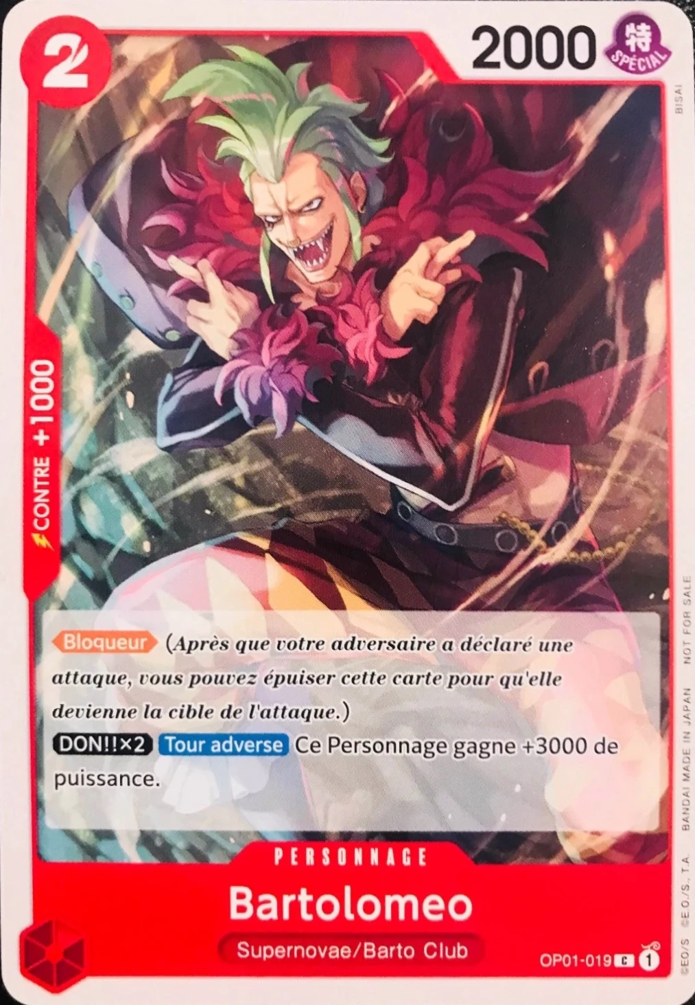 Carte One Piece française Bartolomeo OP01-019 C