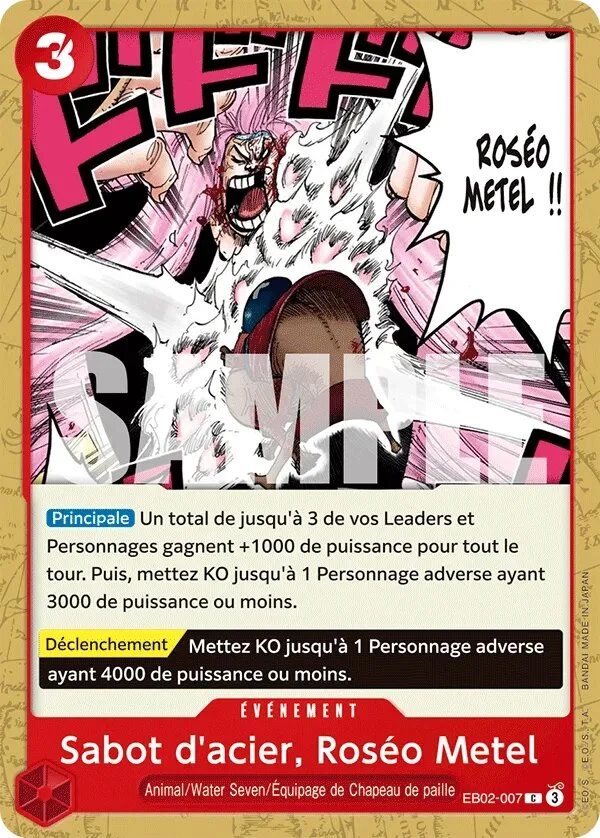 Carte One Piece française Sabot d'acier, Roséo Metel EB02-007 C