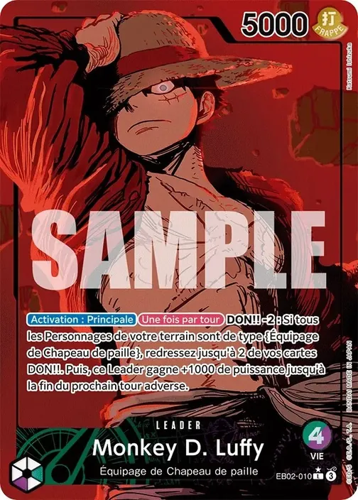 Carte One Piece française EB02-010 Monkey D. Luffy (version 2)