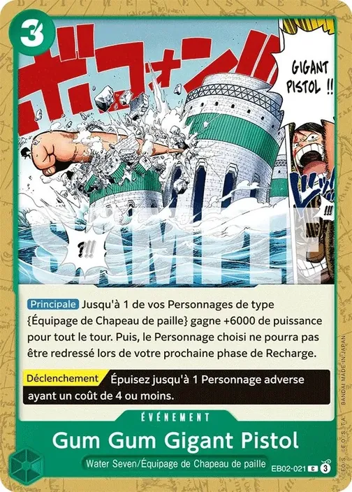 Carte One Piece française EB02-021 Gum Gum Gigant Pistol