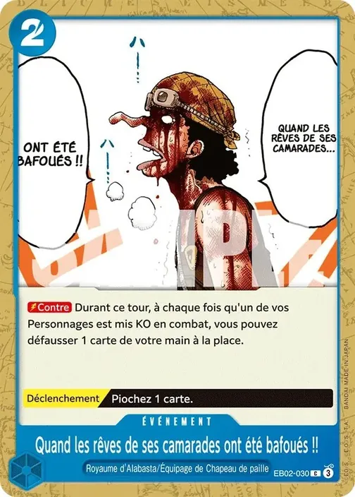 Carte One Piece française EB02-030 Quand les rêves de ses camarades ont été bafoués !!