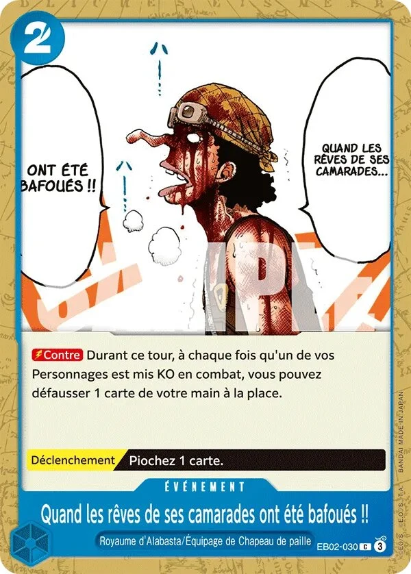 Carte One Piece française Quand les rêves de ses camarades ont été bafoués !! EB02-030 C