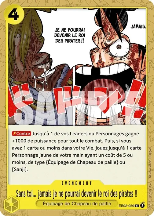 Carte One Piece française EB02-059 Sans toi... jamais je ne pourrai devenir le roi des pirates !!