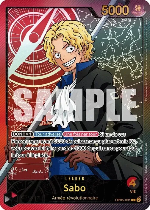 Carte One Piece française OP05-001 Sabo (version 3)
