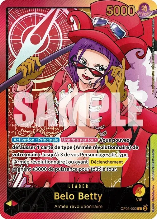 Carte One Piece française OP05-002 Belo Betty (version 3)