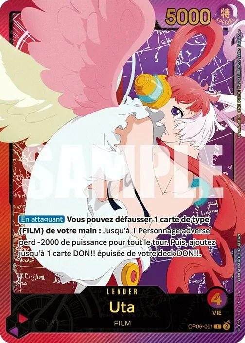 Carte One Piece française OP06-001 Uta (version 3)