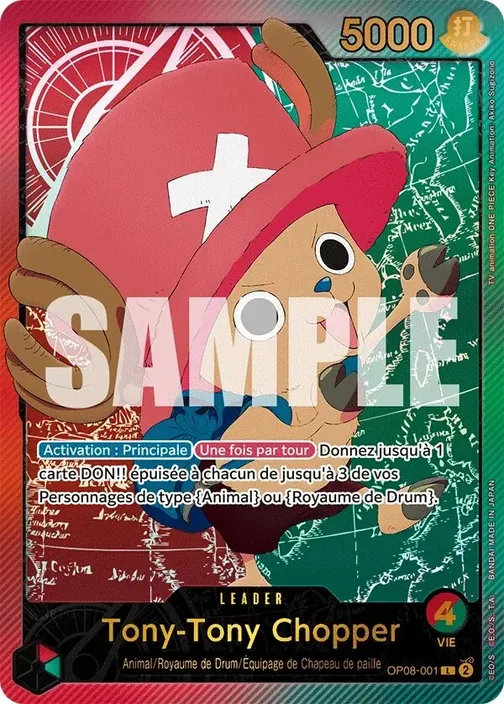 Carte One Piece française OP08-001 Tony-Tony Chopper (version 3)