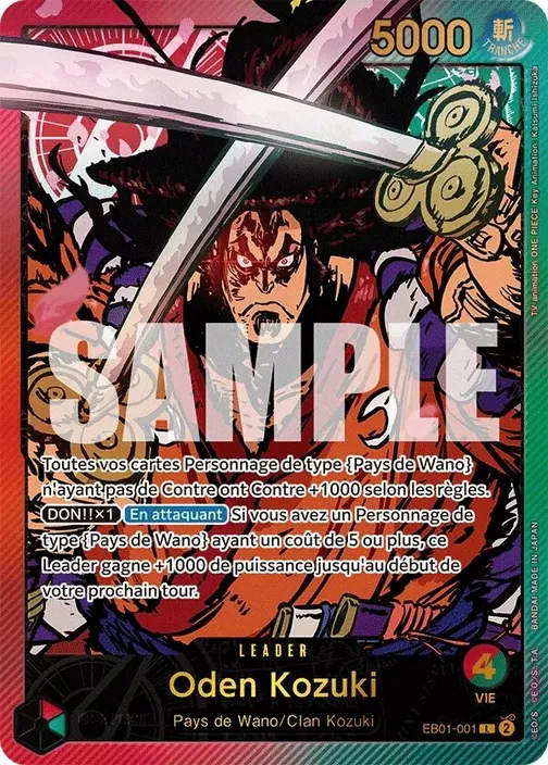 Carte One Piece française EB01-001 Oden Kozuki (version 3)
