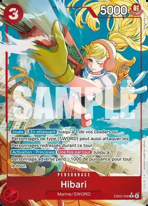 Carte One Piece française EB03-008 Hibari (version 2)