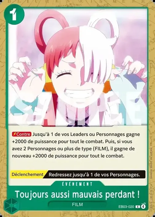 Carte One Piece française EB03-020 Toujours aussi mauvais perdant !