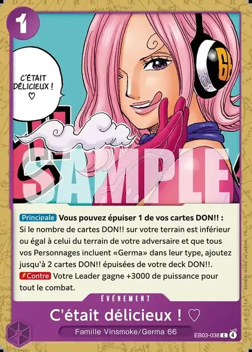 Carte One Piece française EB03-038 C'était délicieux ! ♡