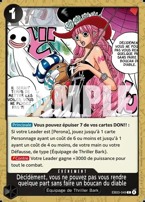 Carte One Piece française EB03-049 Décidément, vous ne pouvez pas vous rendre quelque part sans faire un boucan du diable