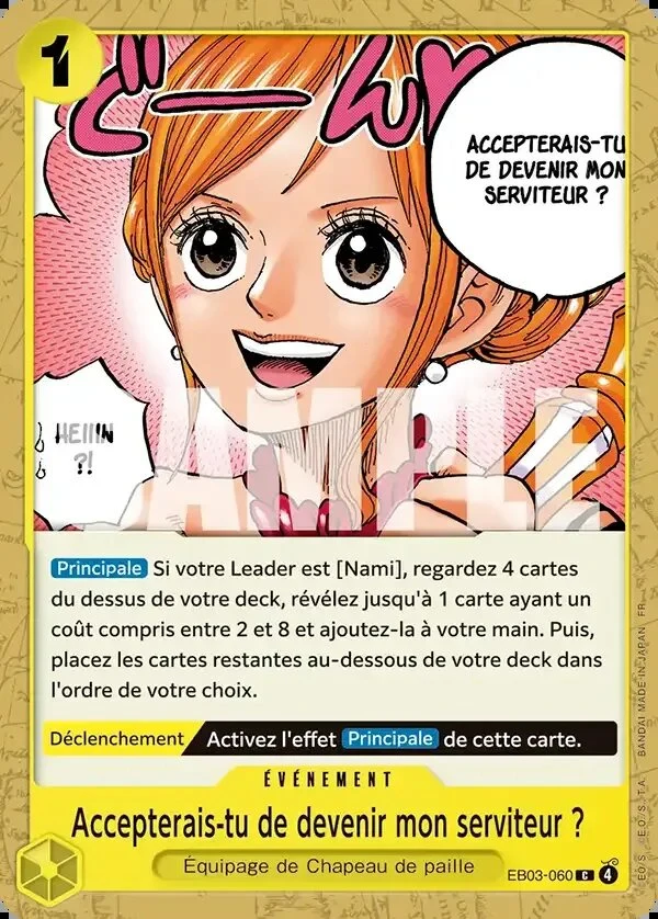 Carte One Piece française Accepterais-tu de devenir mon serviteur ? EB03-060 C